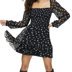 Aritzia Wilfred Black Floral Laken Mini Dress